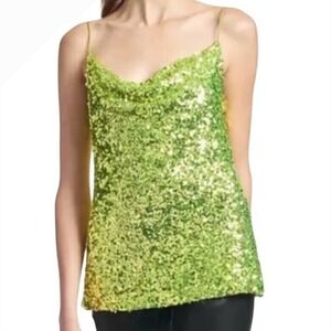 $185 NWT SACHIN‎ & BABI Jesse Sequin Cami Chartreuse Prom Formal Party Tank MED